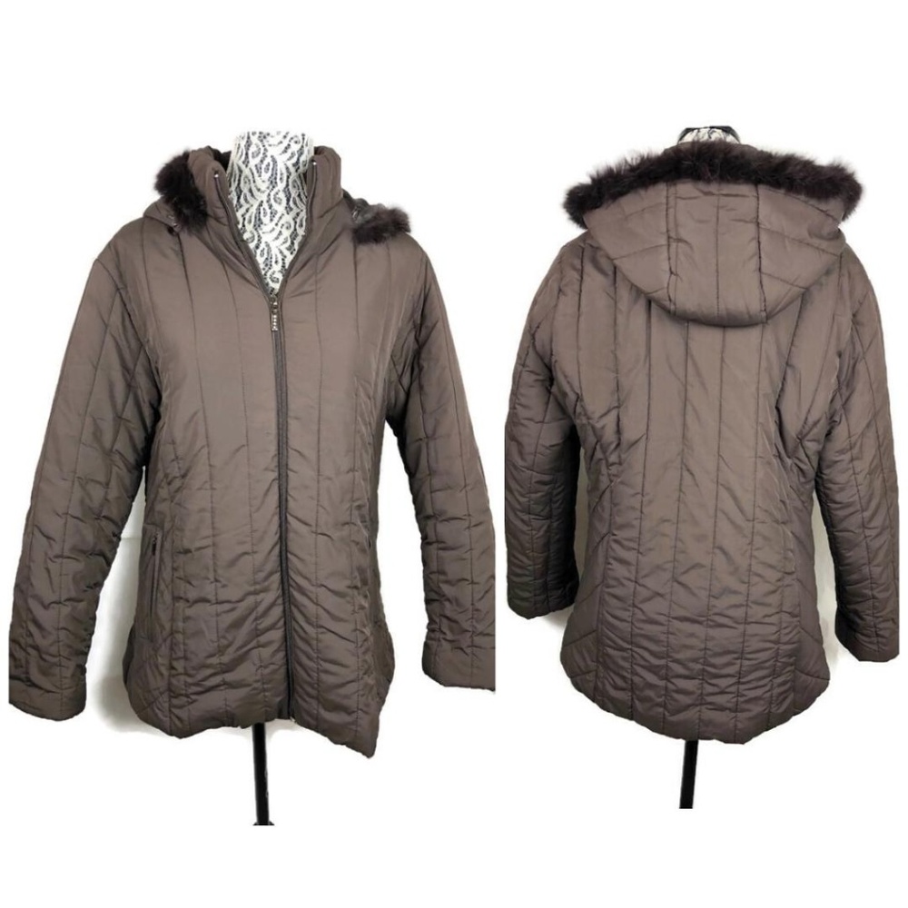 Ellen rose Women's Fur hooded over coat jacket X4